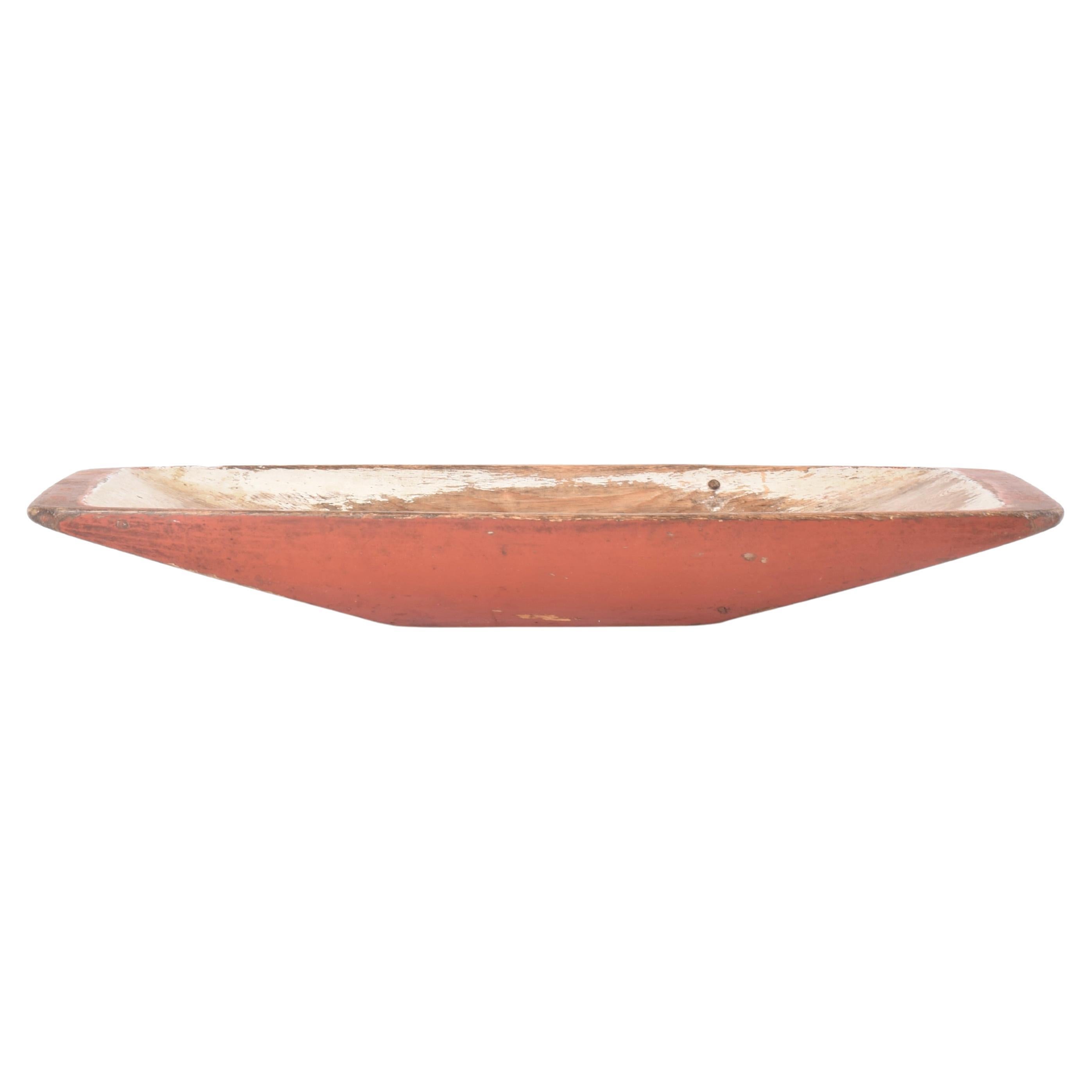 19th Century Huge Antique Swedish Folk Art Wooden Trough with Original Red Paint For Sale