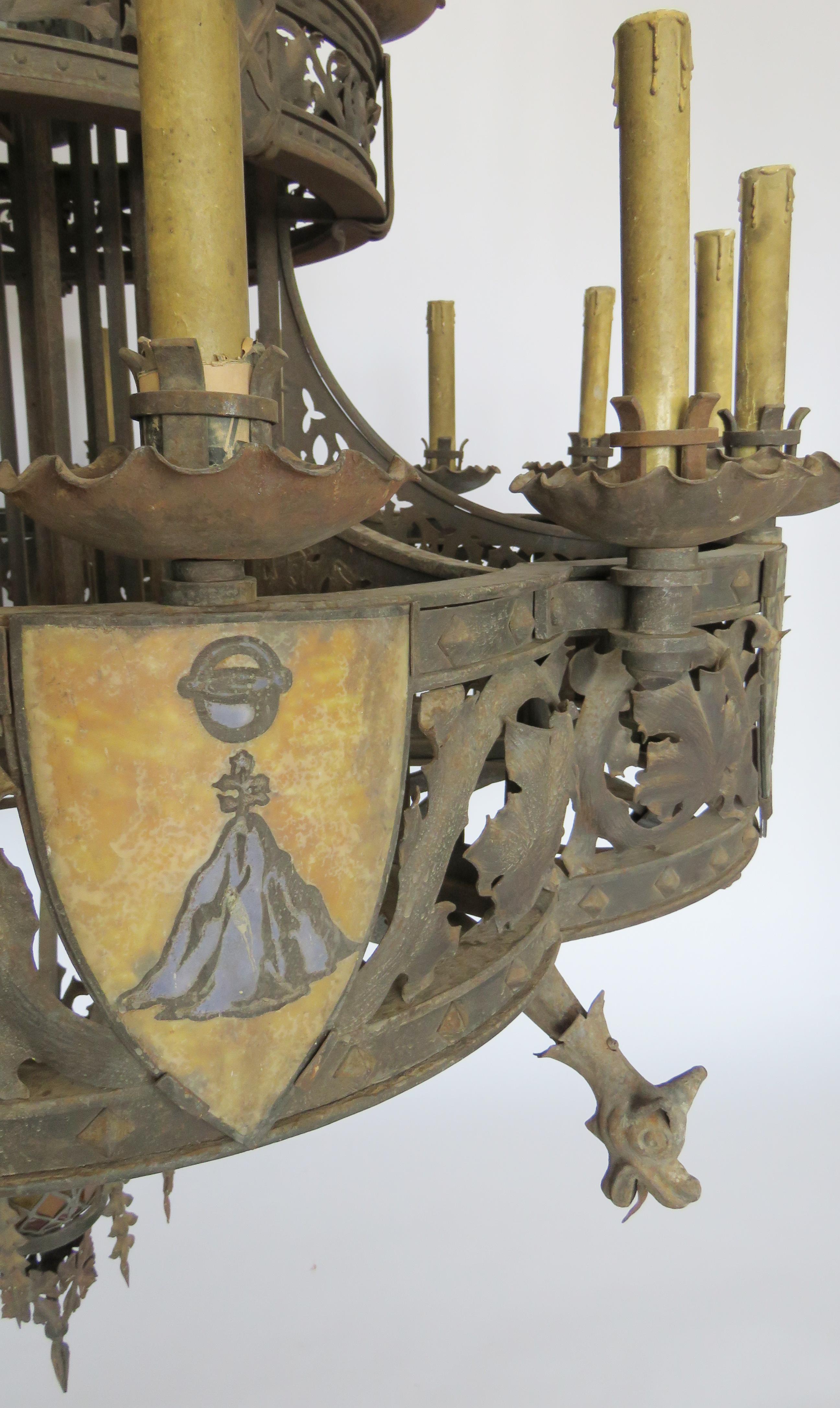 19th Century Huge Gothic Iron Chandelier For Sale 2