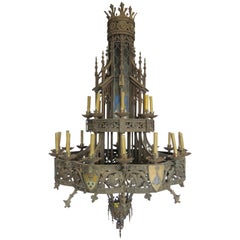 19th Century Huge Gothic Iron Chandelier