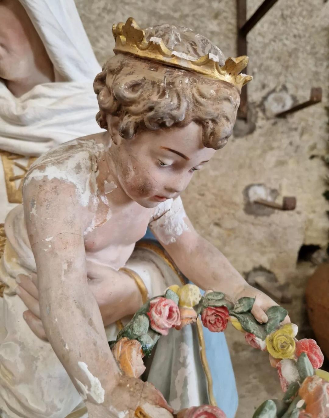 Statua religiosa del XIX secolo della Madonna del Purgatorio in vendita 3