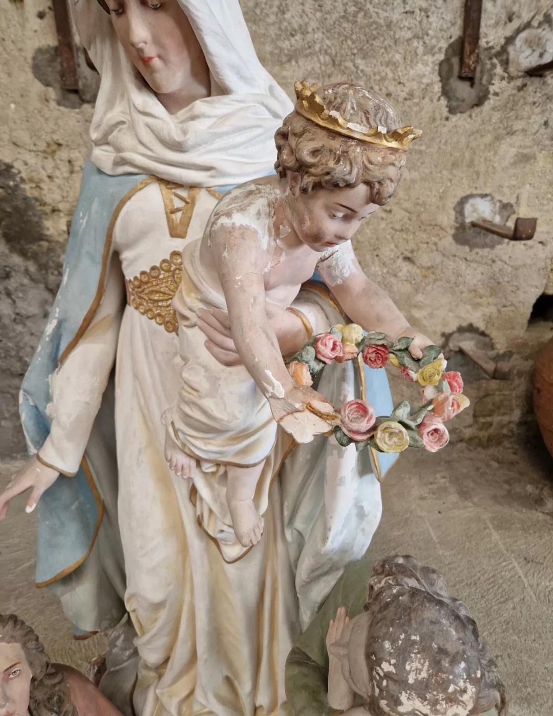 Statua religiosa del XIX secolo della Madonna del Purgatorio In condizioni deteriorate in vendita a Buxton, GB