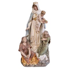 Enorme Estatua Religiosa de Iglesia del Siglo XIX Nuestra Señora del Purgatorio