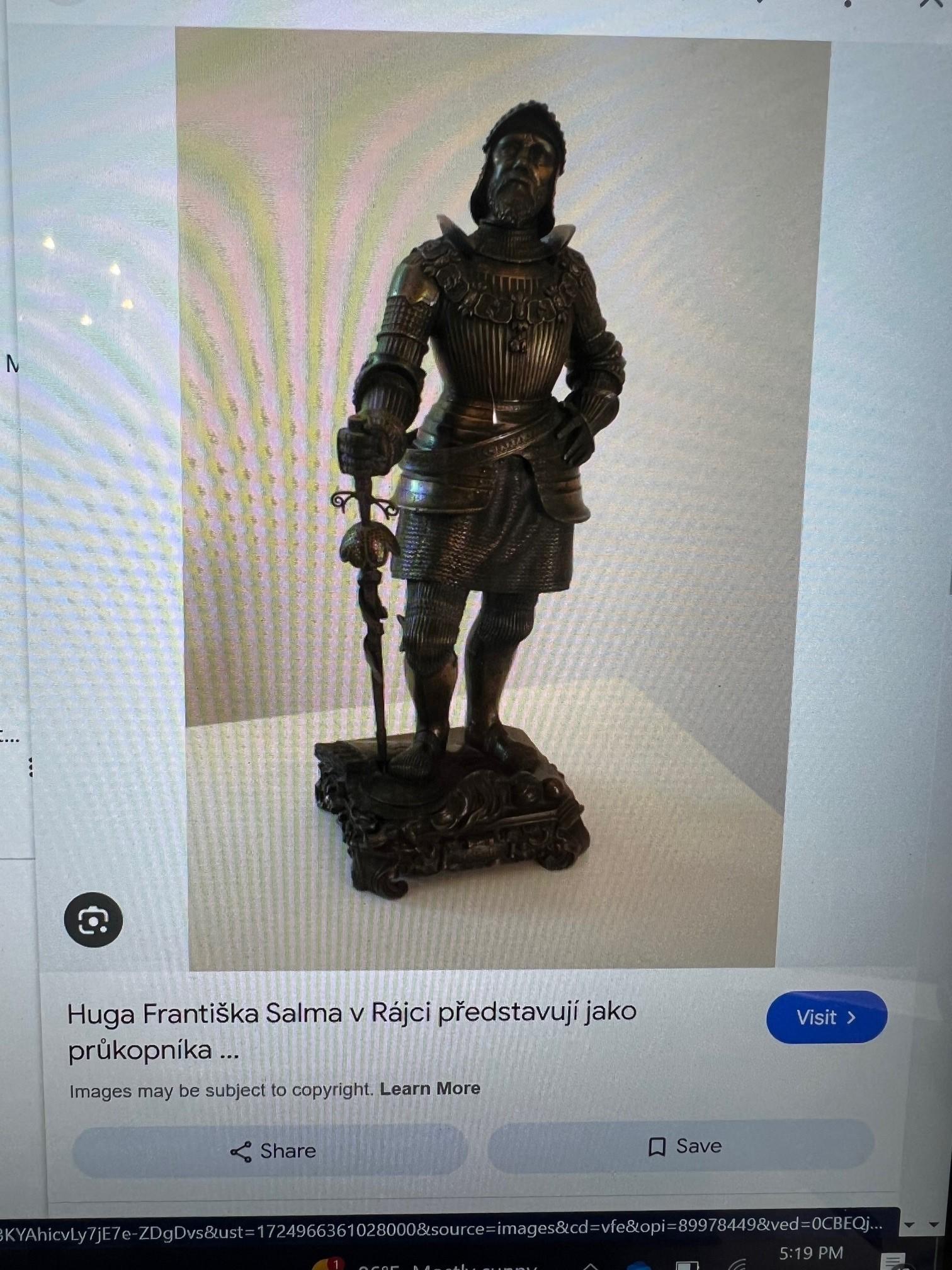 Scultura di cavaliere in bronzo Hugo Frantiska Salm del XIX secolo in vendita 12