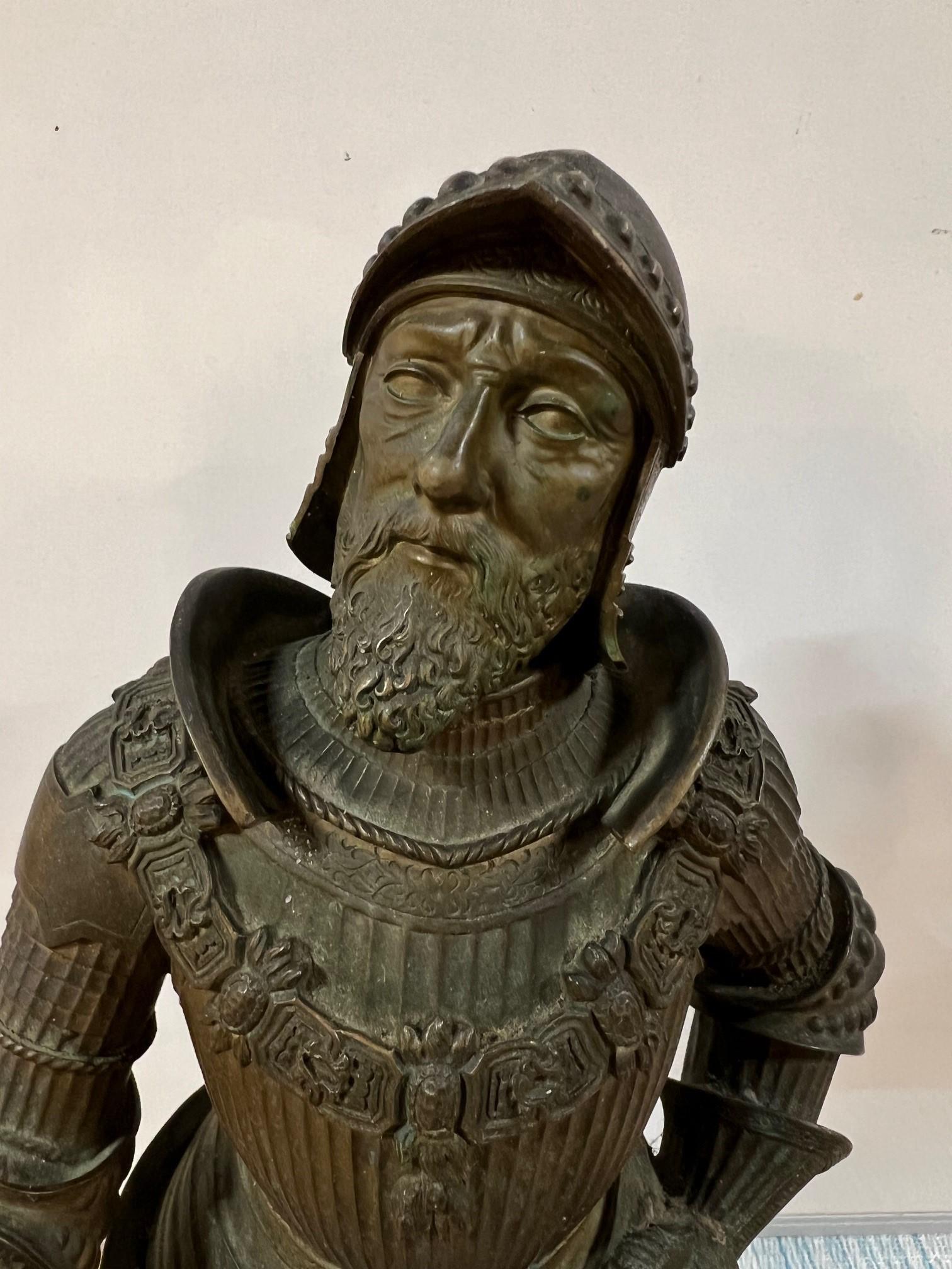 Ceco Scultura di cavaliere in bronzo Hugo Frantiska Salm del XIX secolo in vendita