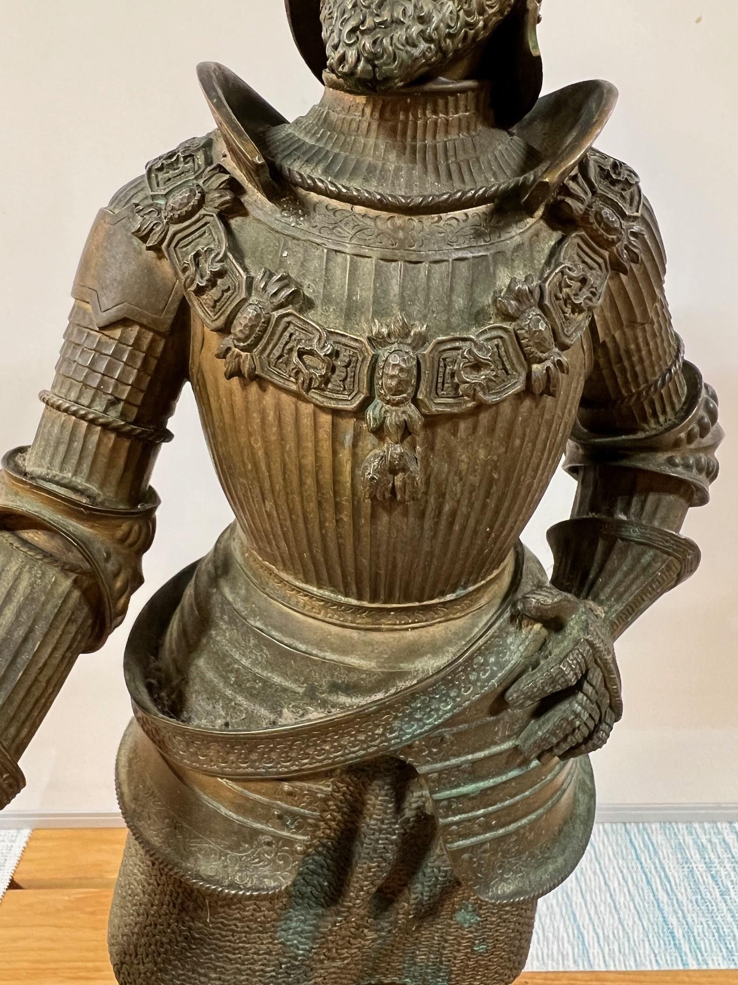 Calco Scultura di cavaliere in bronzo Hugo Frantiska Salm del XIX secolo in vendita
