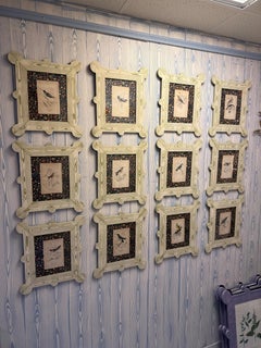 19th century hummingbird and nectarivore engravings in custom faux bois frames