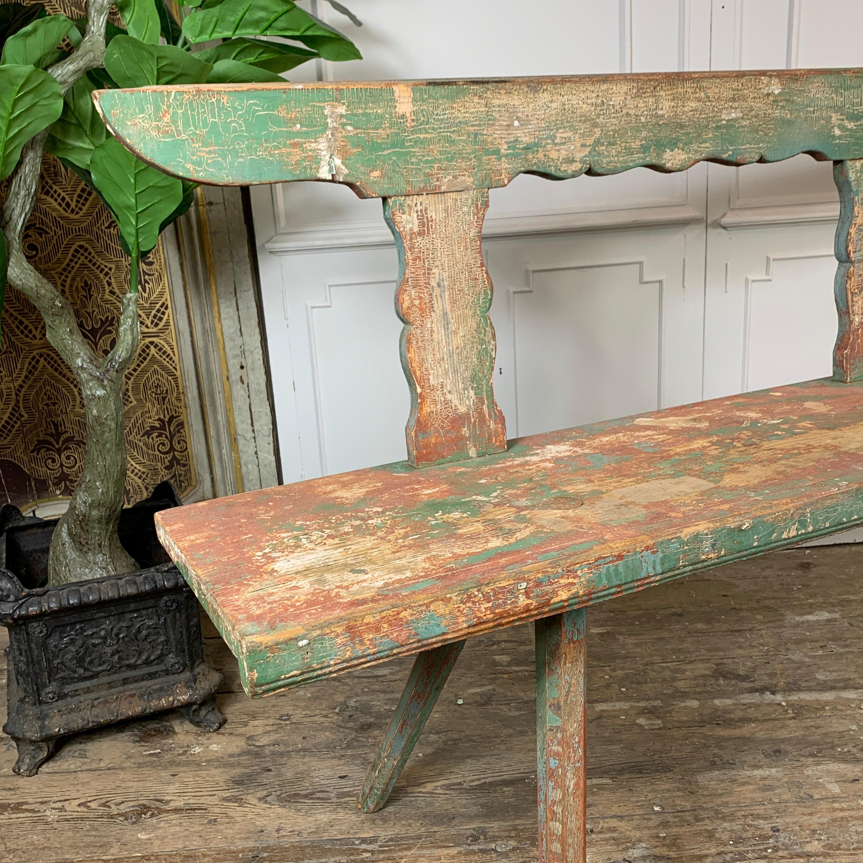 19th Century Hungarian Folk Bench In Good Condition In Hastings, GB