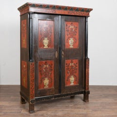 Armoire hongroise en pin peinte à la main du 19e siècle datée de 1868
