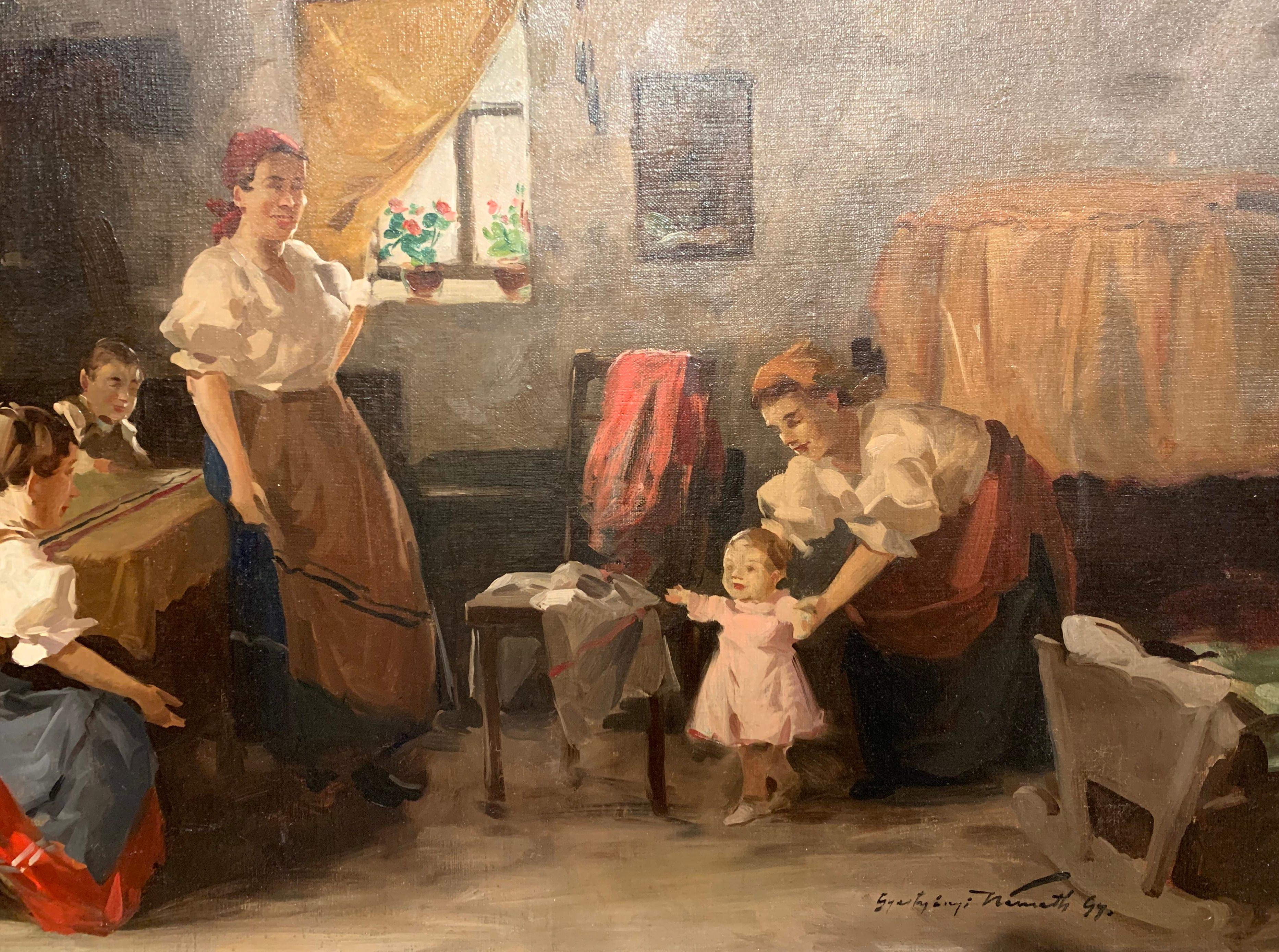 Ungarisches Gemälde des 19. Jahrhunderts:: Öl auf Leinwand in vergoldetem Rahmen:: signiert und datiert:: 1897 (Vergoldet) im Angebot