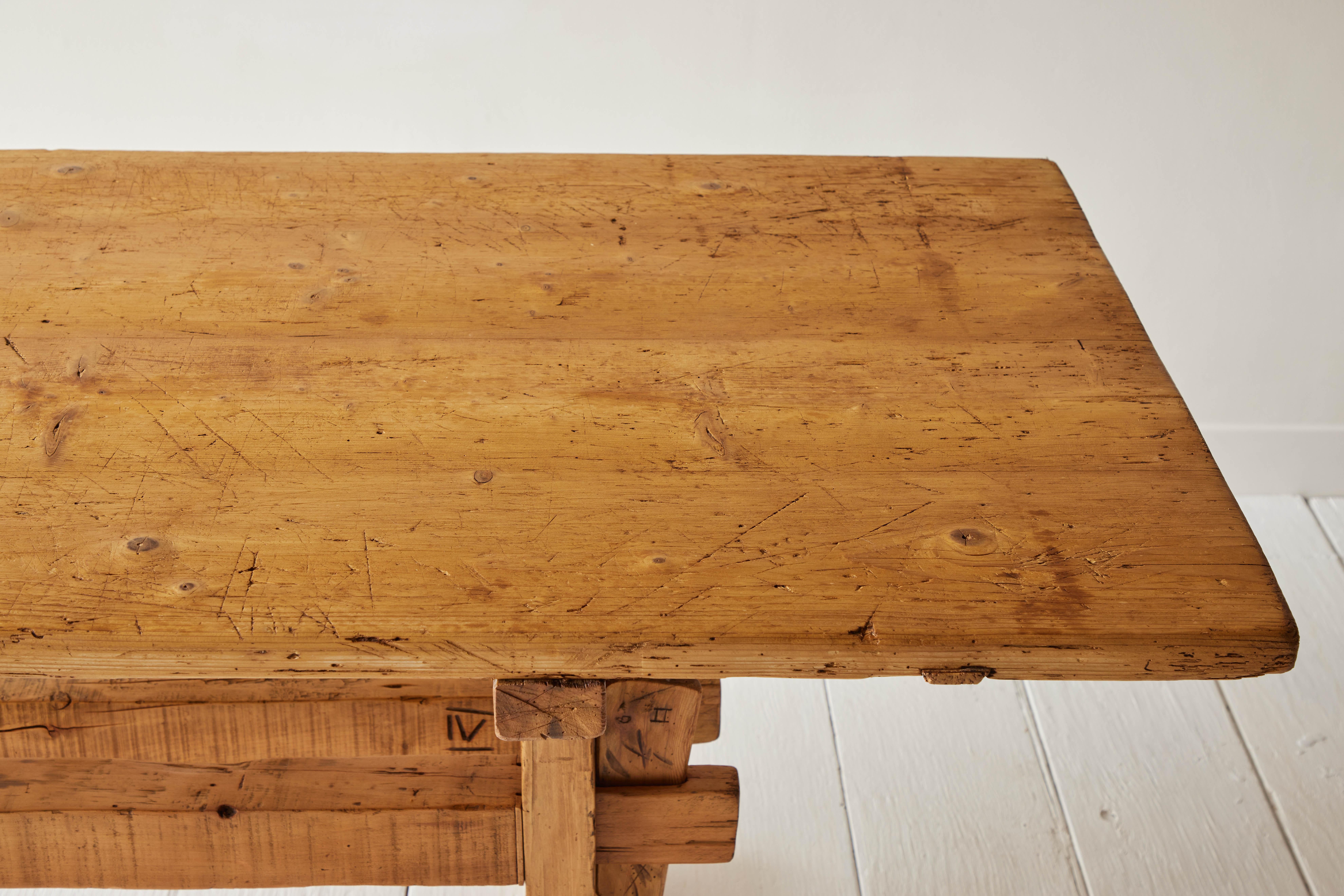 pine trestle dining table