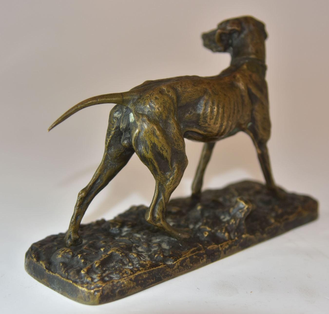 XIXe siècle 19ème siècle Chien de chasse Pointer Bronze Animal P.J Mêne en vente
