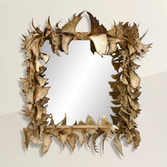 19th Century Hunting Lodge Antler Framed Mirror