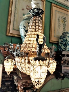 Antique Crystal Hanging Chandelier Entry kitchen library Ceiling Light Pendant