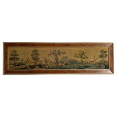Antique 19th Century Hunting Scene Needlepoint Tapestry