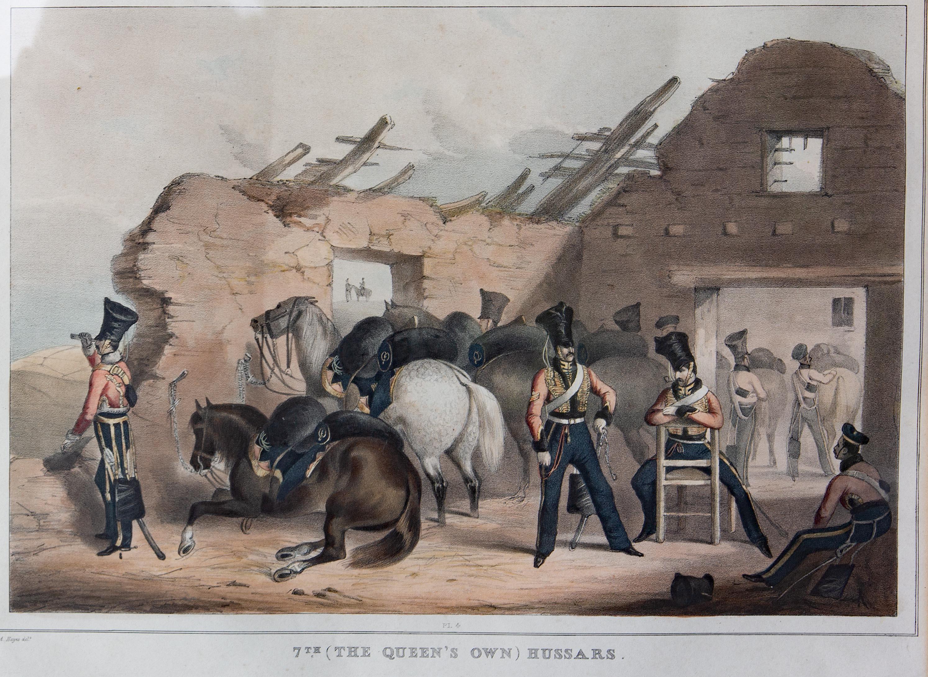 19th century British lithograph of Hussar soldiers. William Spooner publisher.