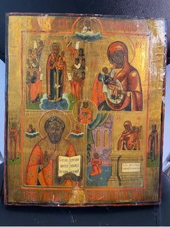 19th century “Icon” painting hand drawn on wood