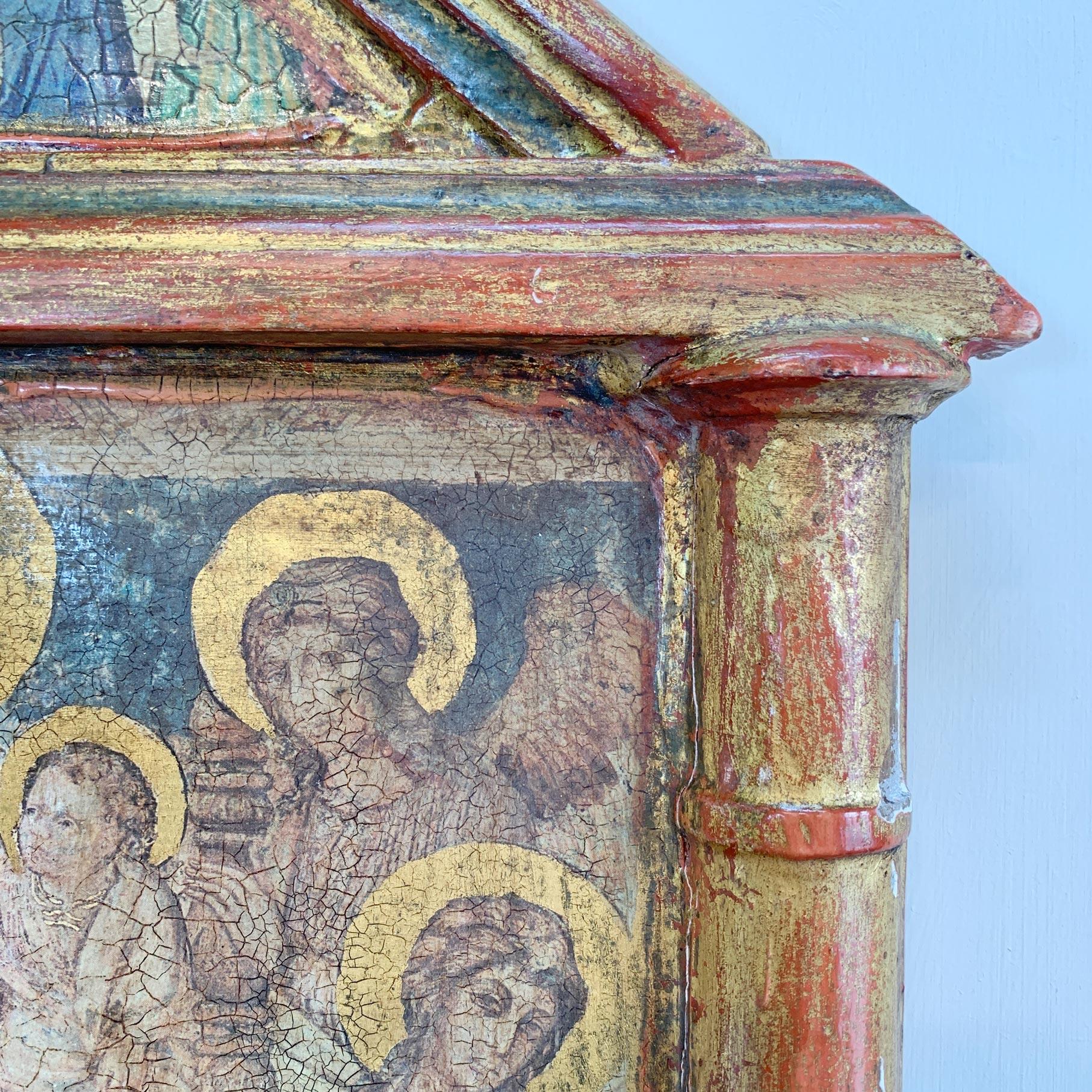 Hand-Crafted 19th Century Icon Painting on Wood Greek Orthodox
