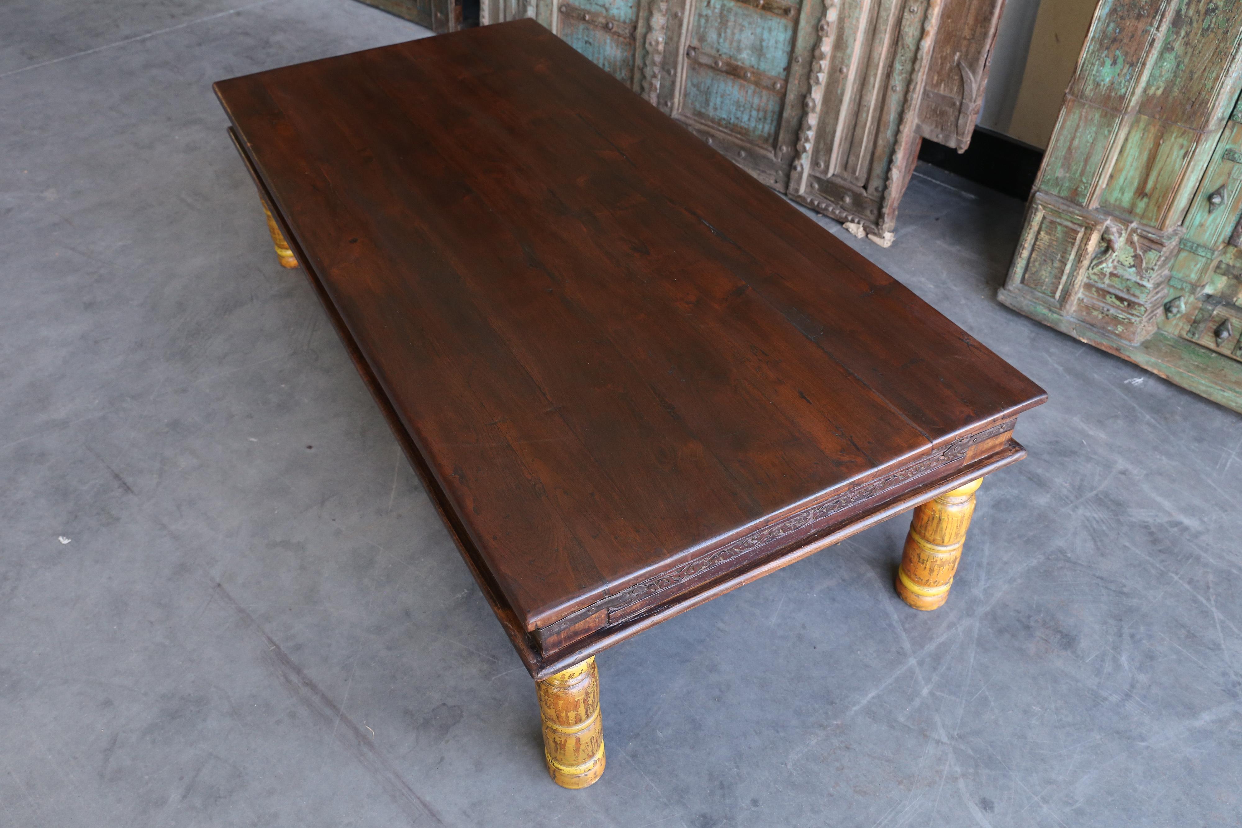 19th Century Idealistic Solid Teak Wood Coffee Table from a Tea Plantation For Sale 3