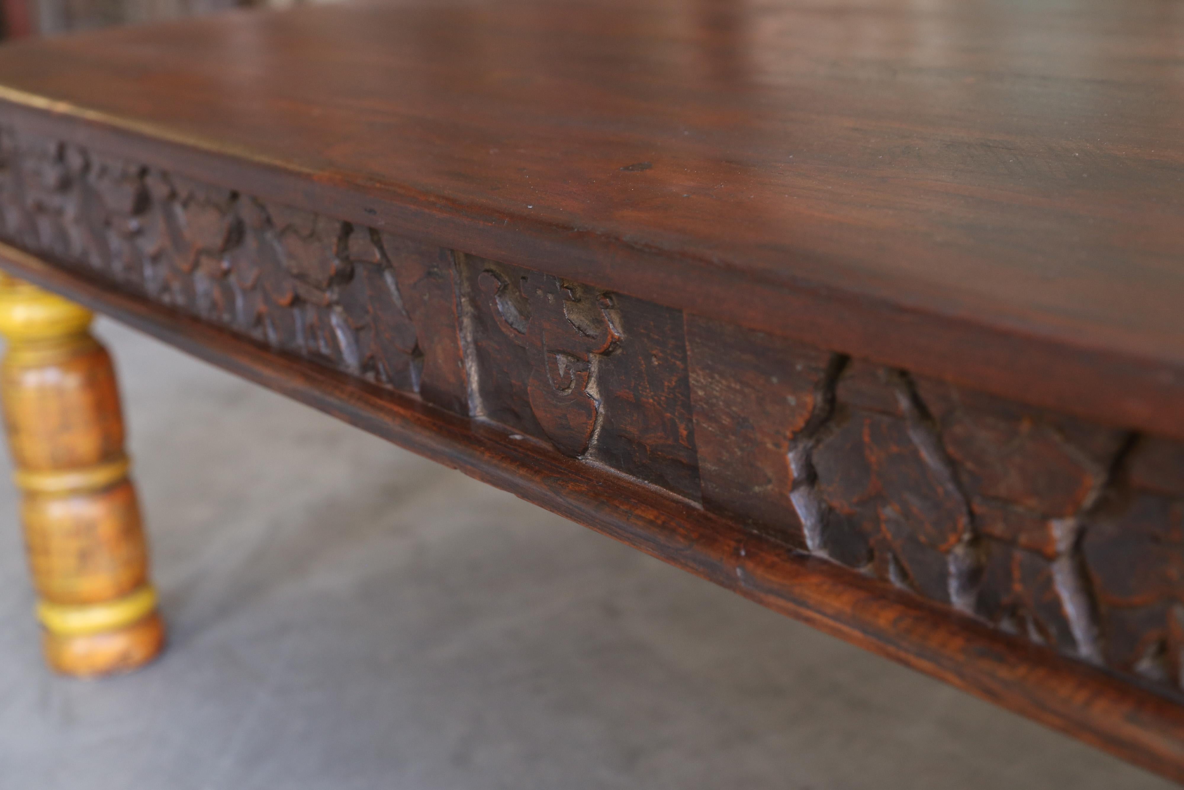19th Century Idealistic Solid Teak Wood Coffee Table from a Tea Plantation For Sale 5