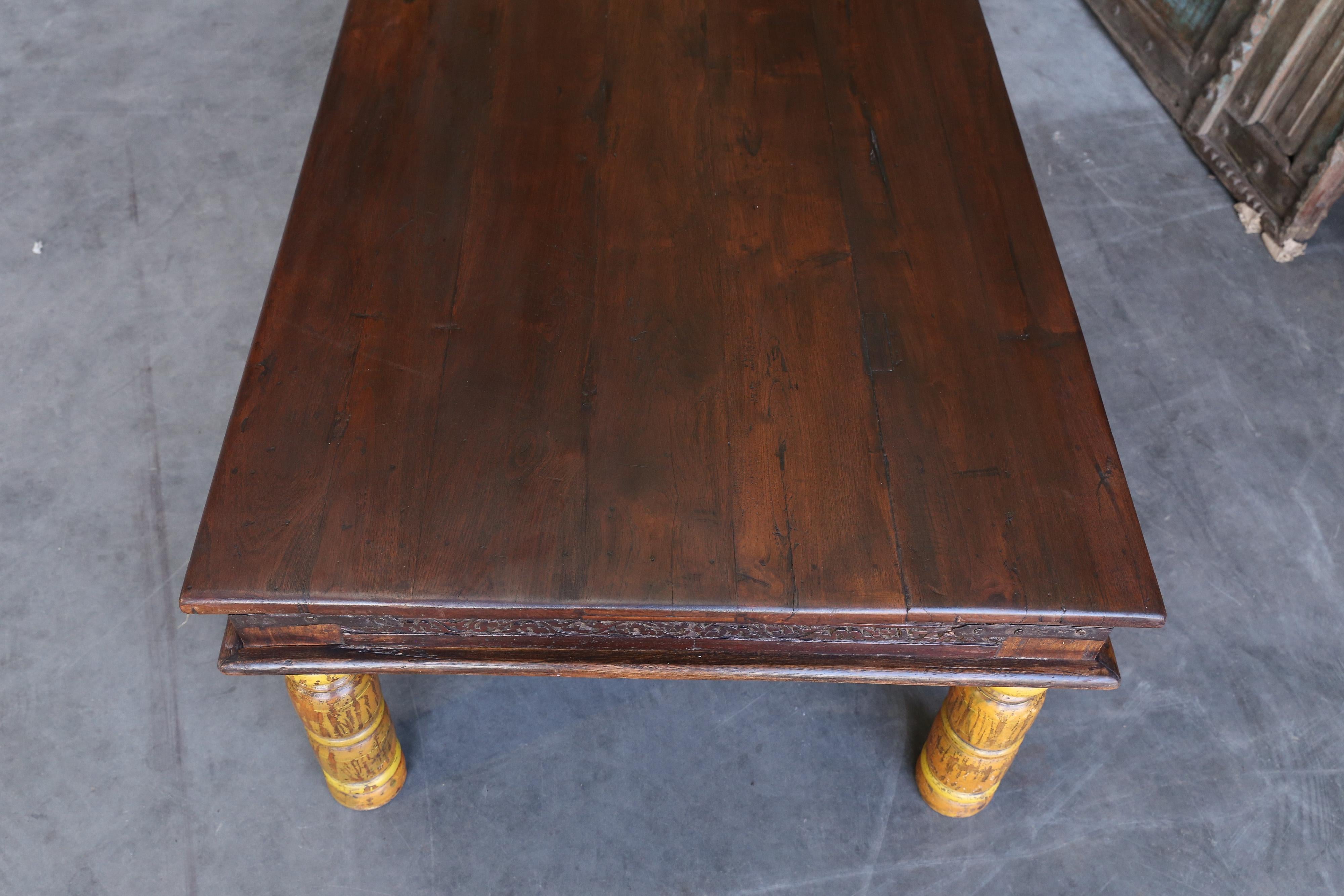Late 19th Century 19th Century Idealistic Solid Teak Wood Coffee Table from a Tea Plantation For Sale
