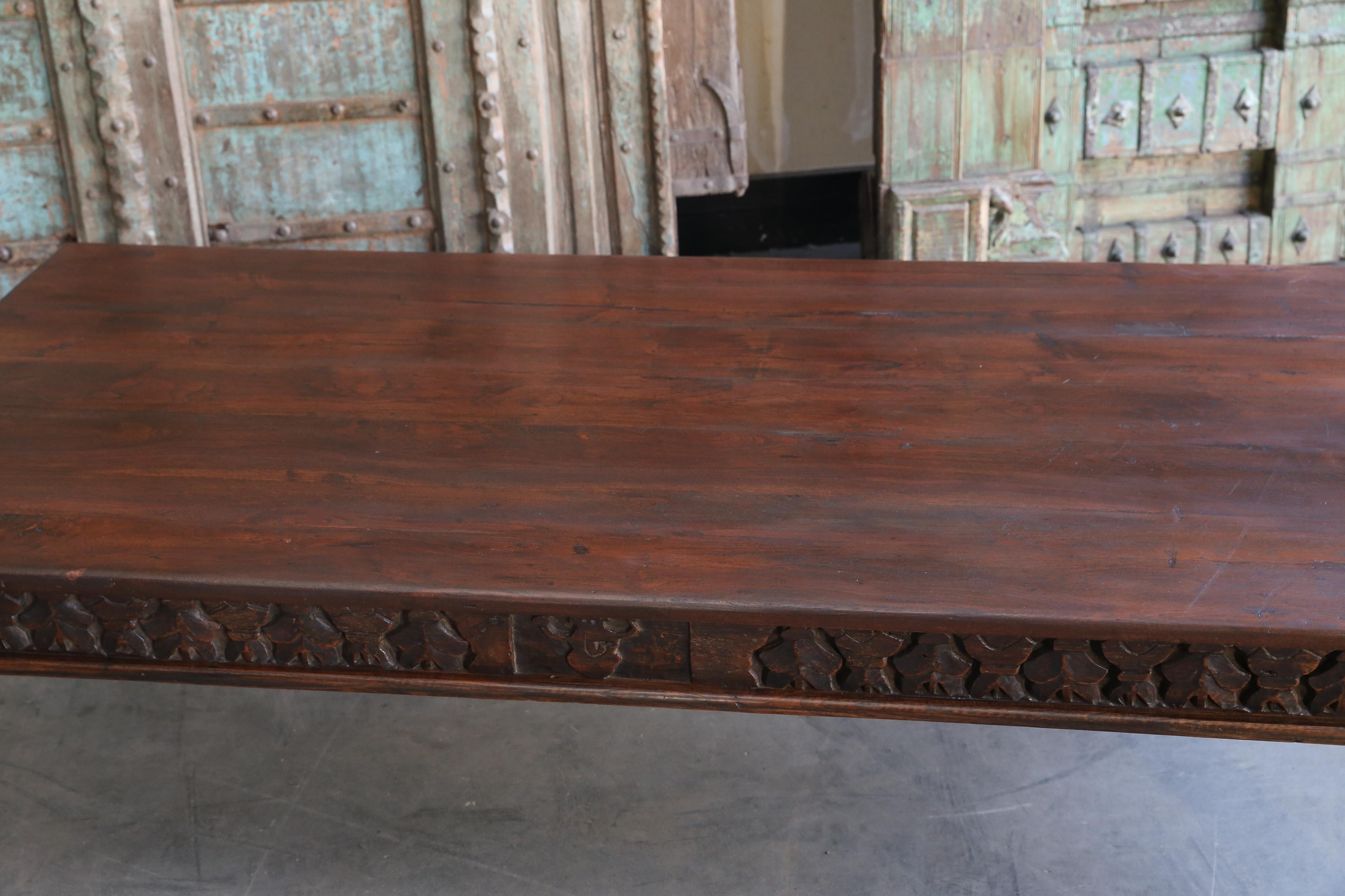 19th Century Idealistic Solid Teak Wood Coffee Table from a Tea Plantation For Sale 1