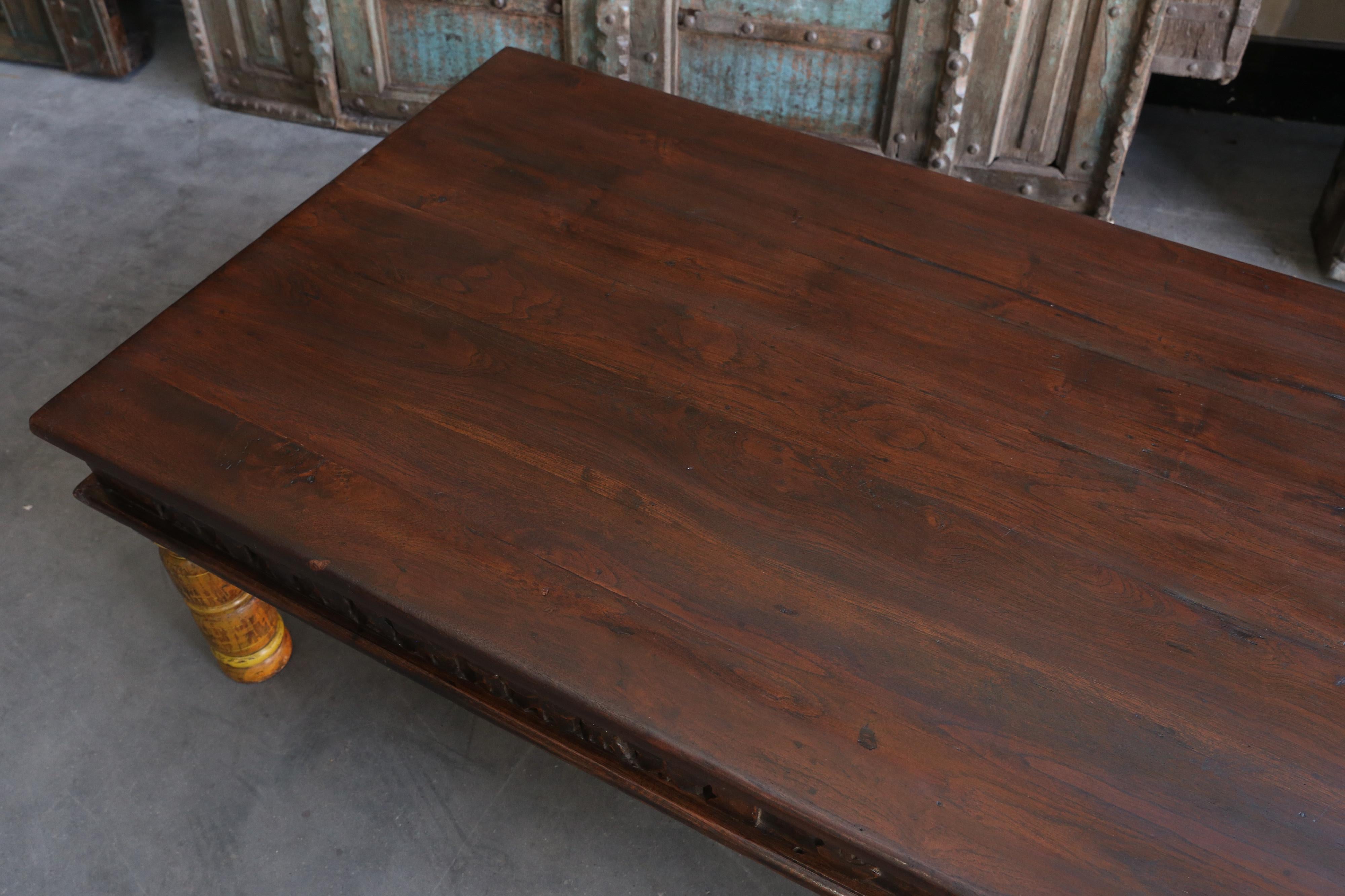 19th Century Idealistic Solid Teak Wood Coffee Table from a Tea Plantation For Sale 2