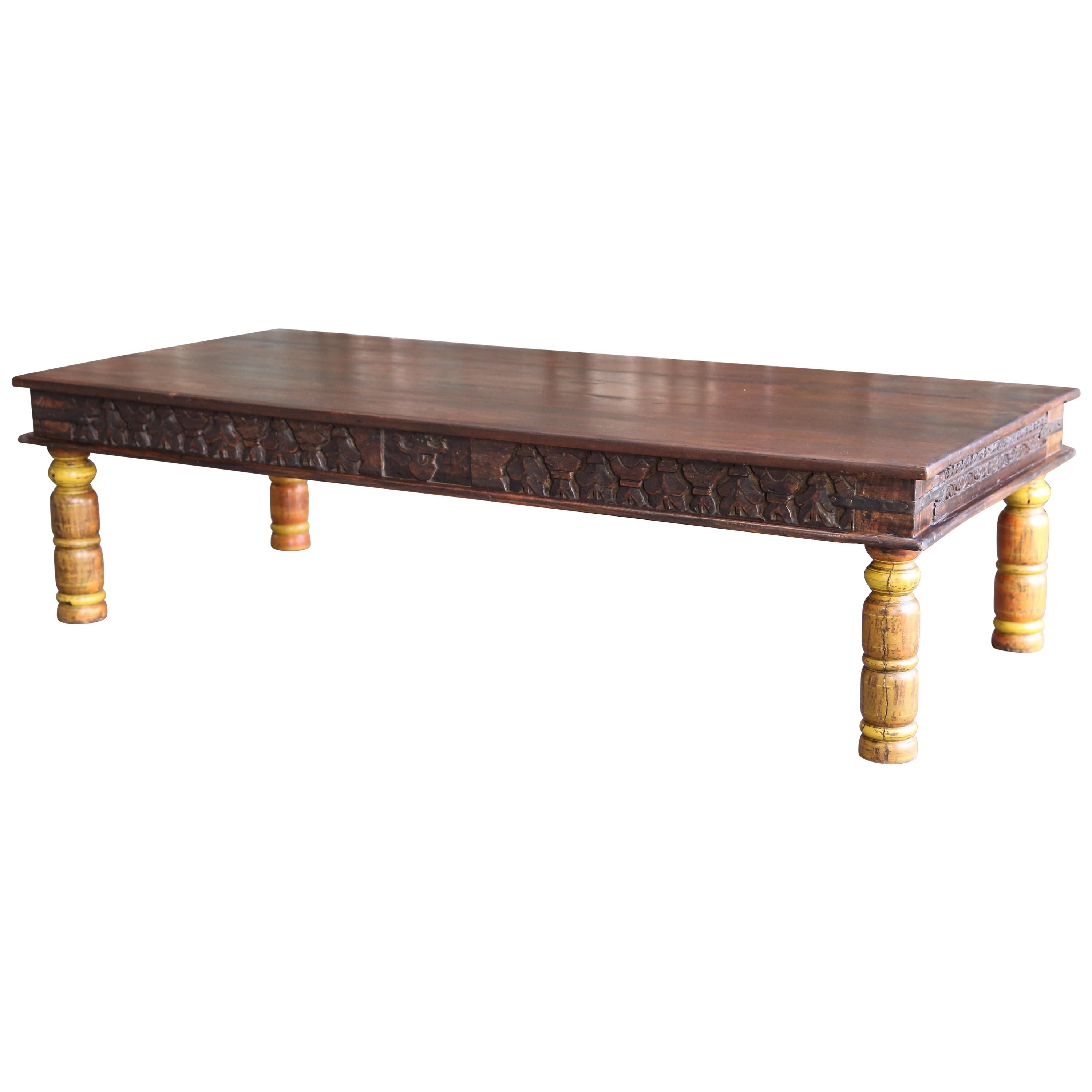 19th Century Idealistic Solid Teak Wood Coffee Table from a Tea Plantation For Sale