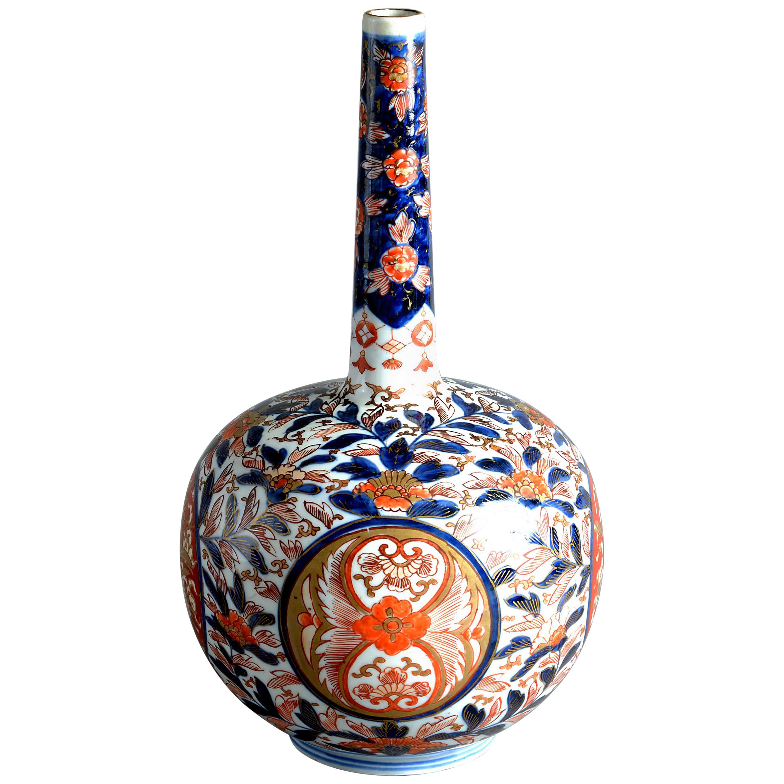 19th Century Imari Porcelain Bottle Vase
