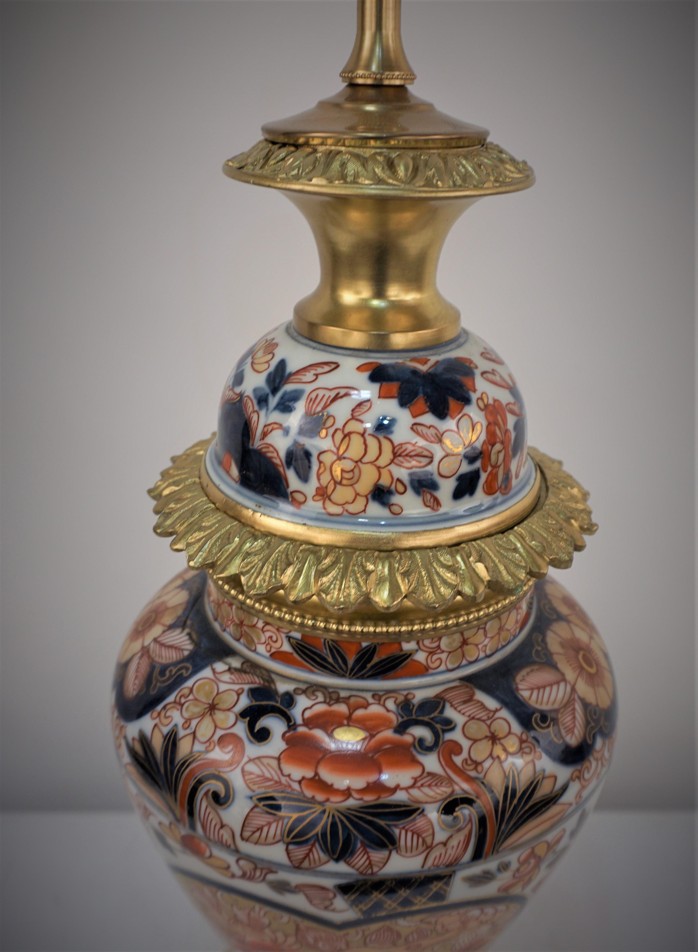 19th Century Imari Porcelain French Bronze Table Lamp 6