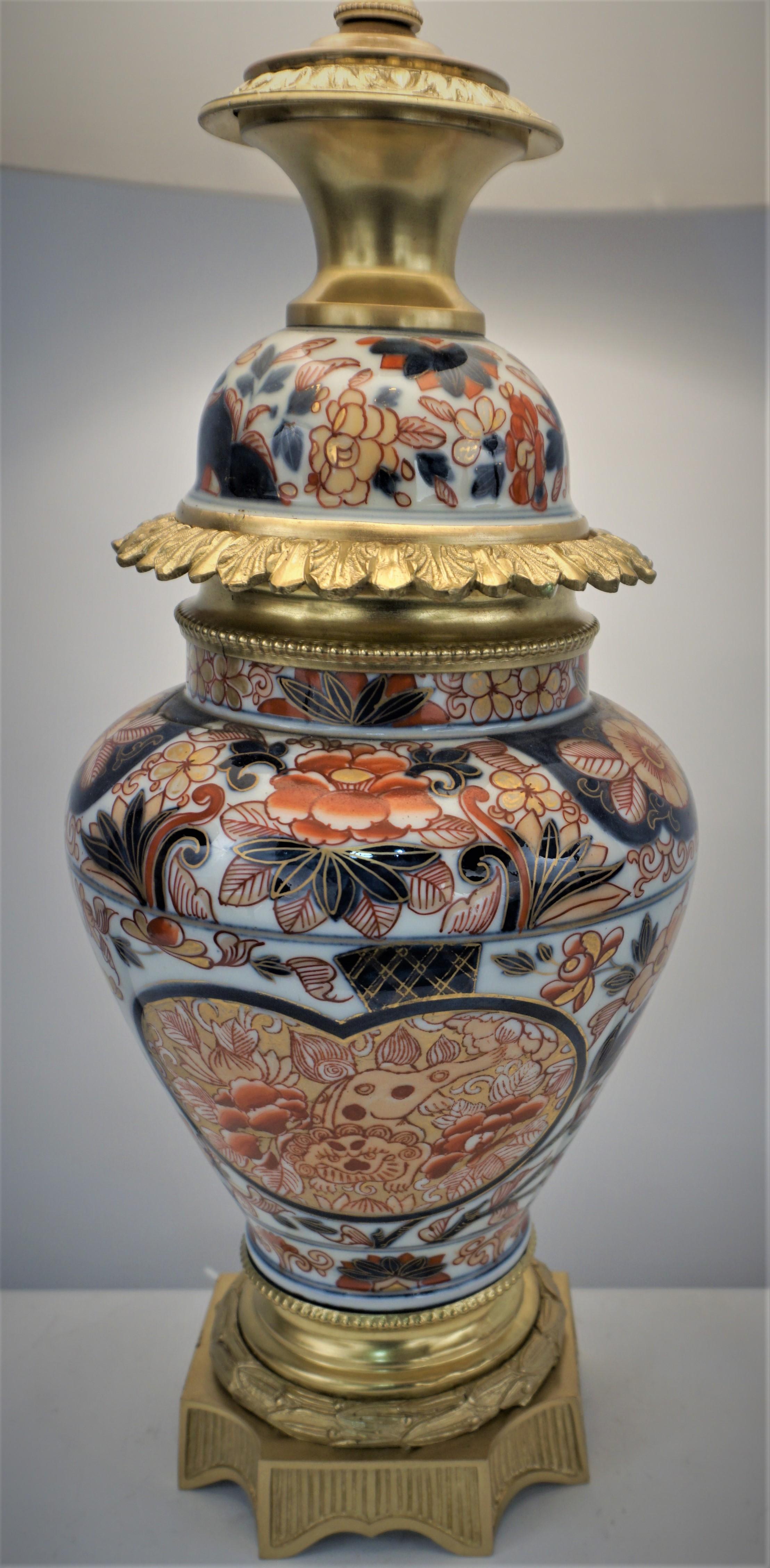 Japanese 19th Century Imari Porcelain French Bronze Table Lamp