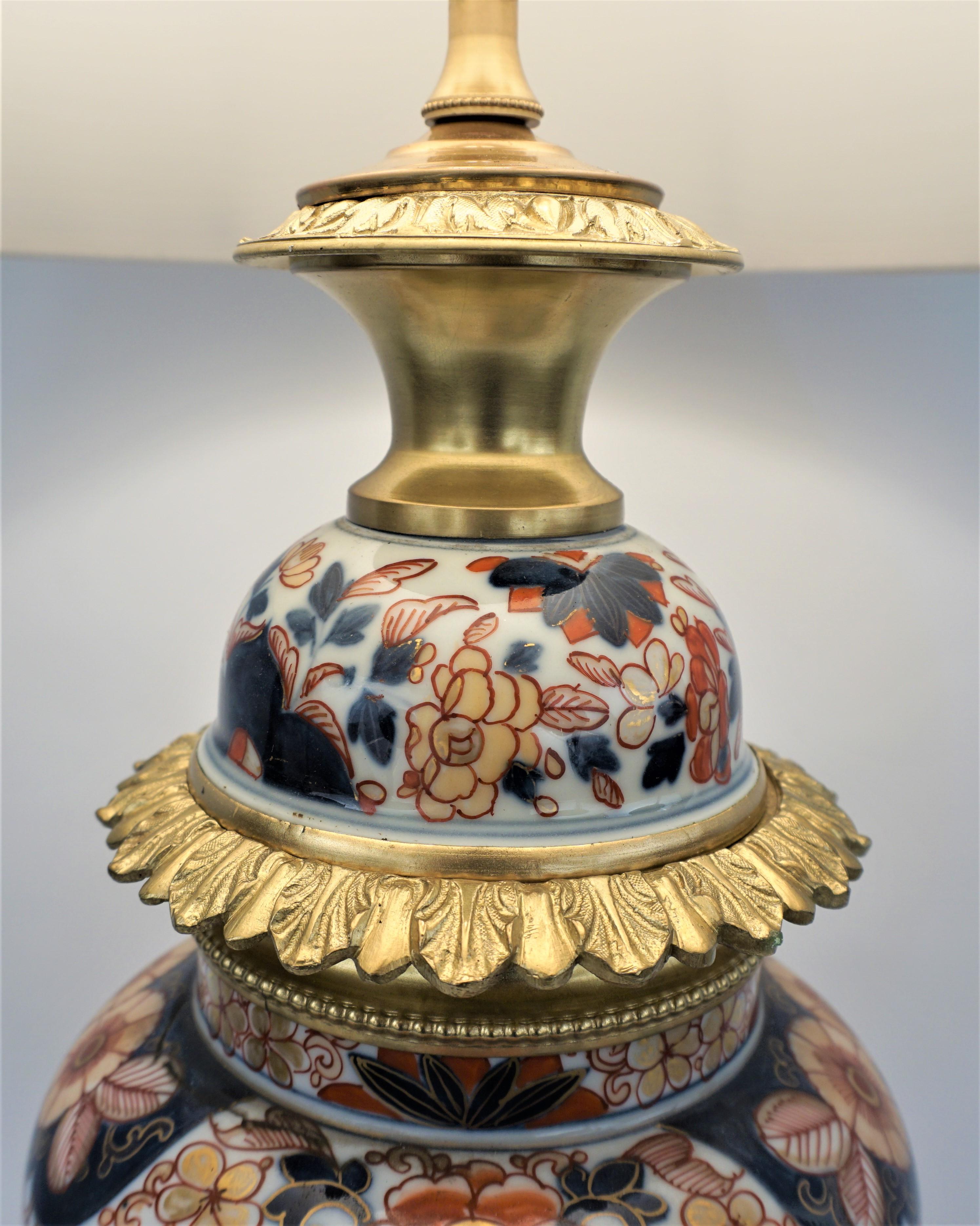 19th Century Imari Porcelain French Bronze Table Lamp 1