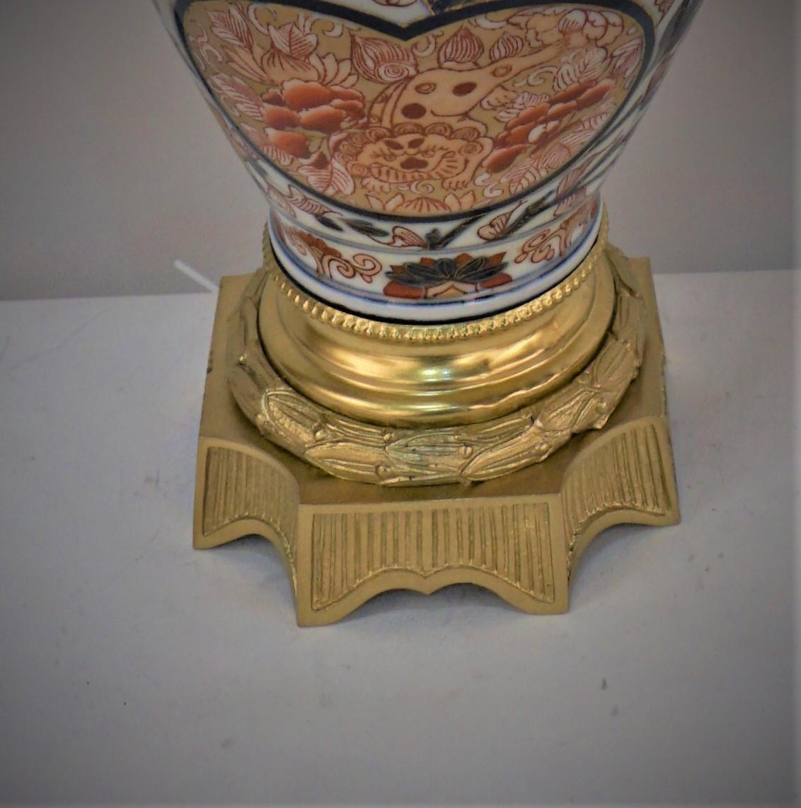 19th Century Imari Porcelain French Bronze Table Lamp 2
