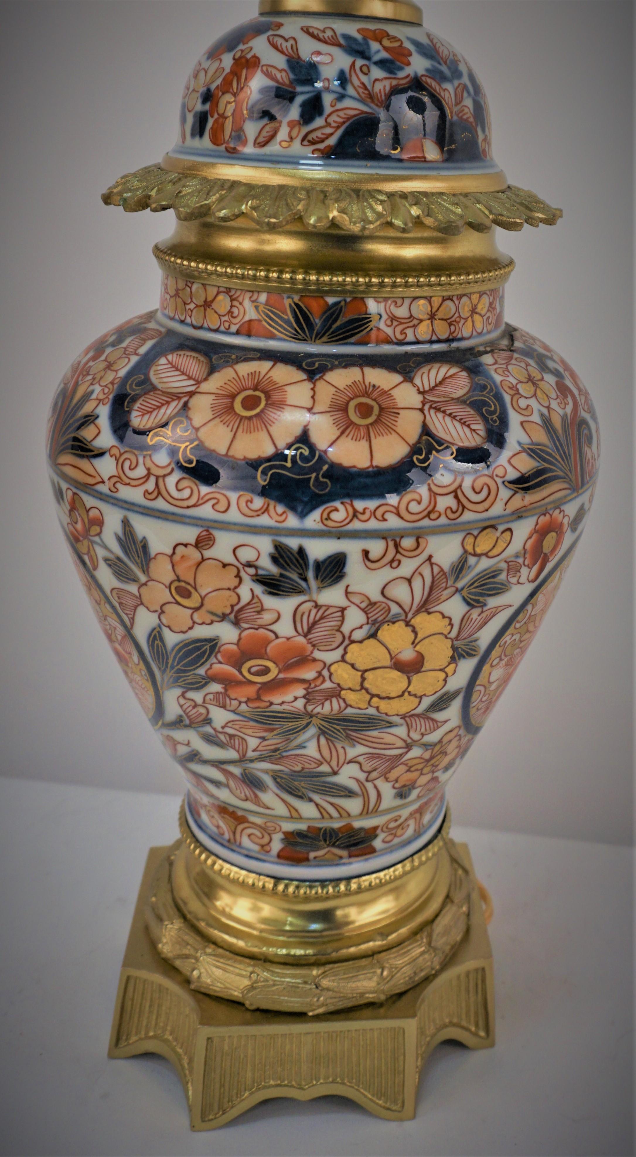 19th Century Imari Porcelain French Bronze Table Lamp 3