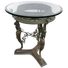 19th Century Imperial Bronze Side or Centre Table with Glass Top