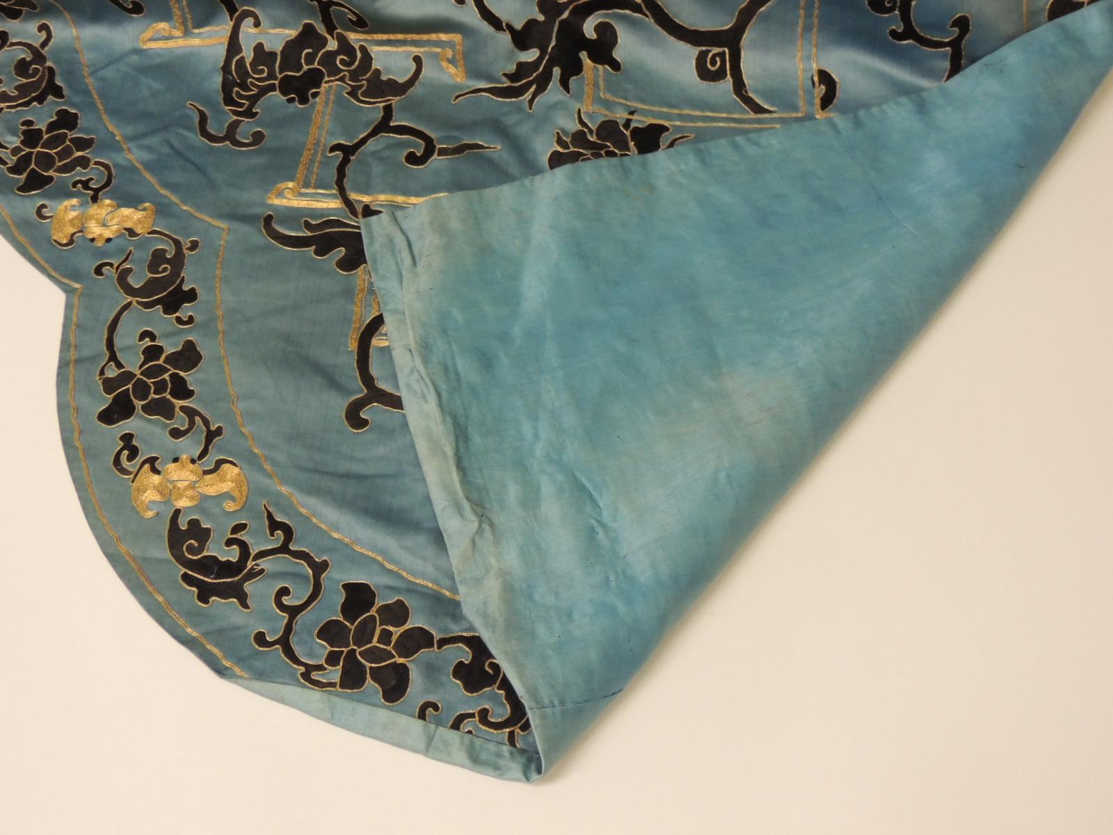 Late 19 Century Imperial Gold and Black Embroidered Asian Portiere/Wall Hanging 2