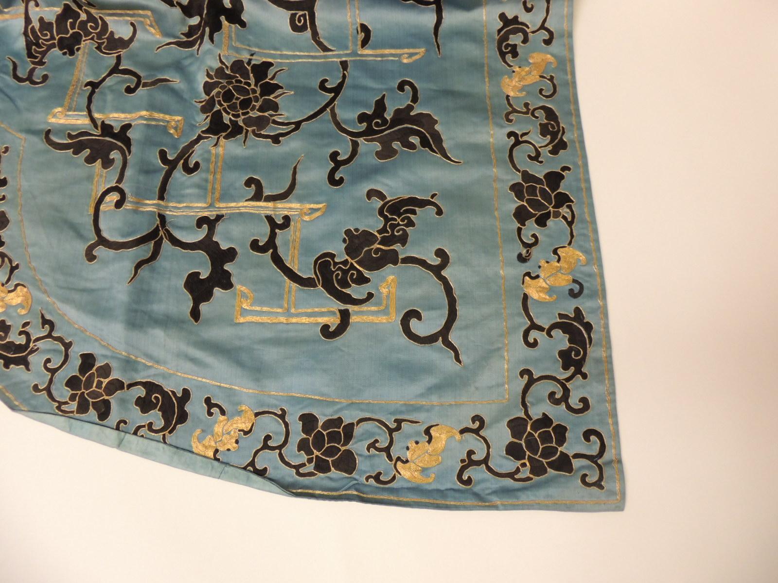 Late 19 Century Imperial Gold and Black Embroidered Asian Portiere/Wall Hanging 3