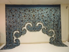 Late 19 Century Imperial Gold and Black Embroidered Asian Portiere/Wall Hanging