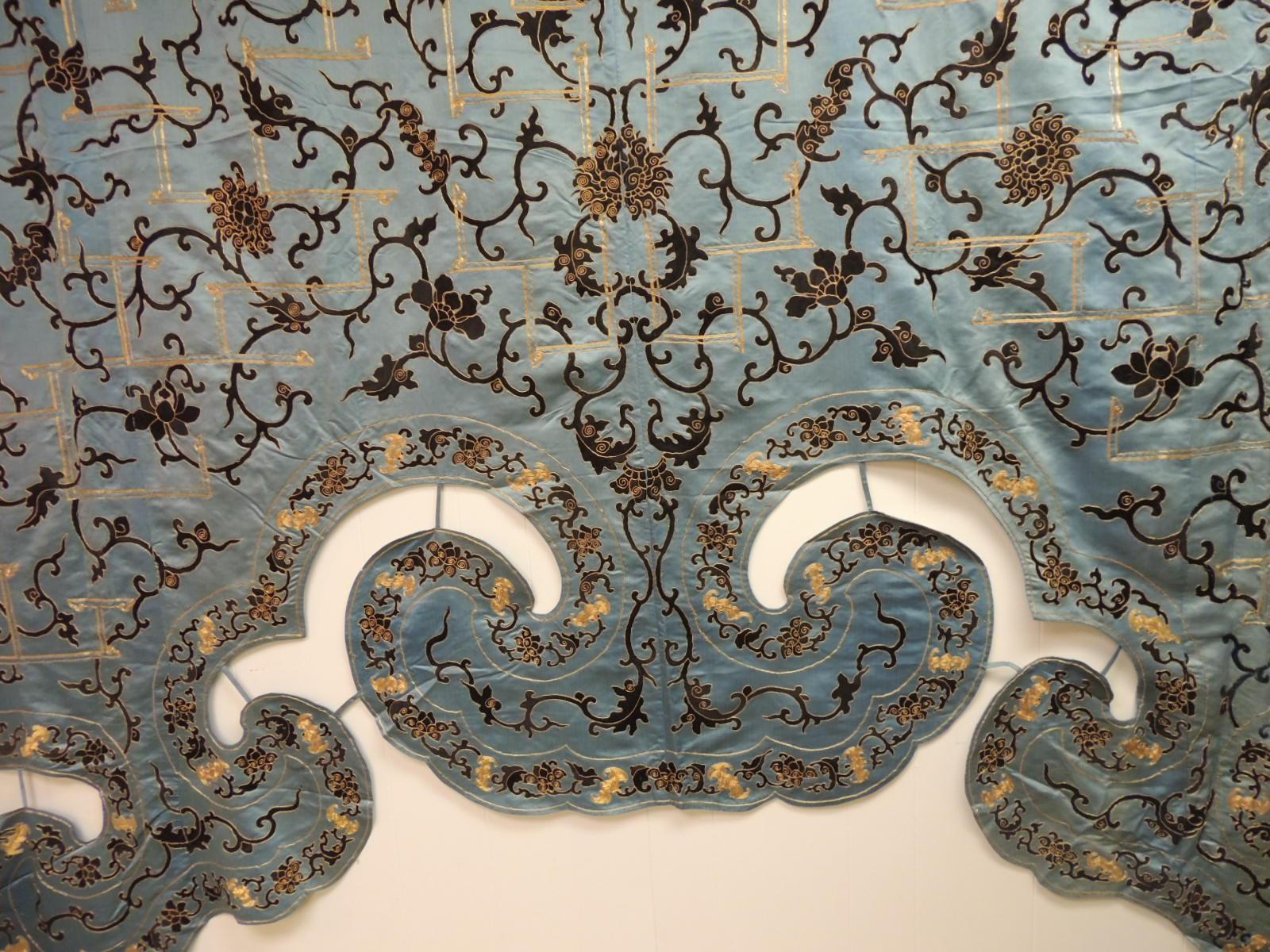 Chinese Late 19 Century Imperial Gold and Black Embroidered Asian Portiere/Wall Hanging