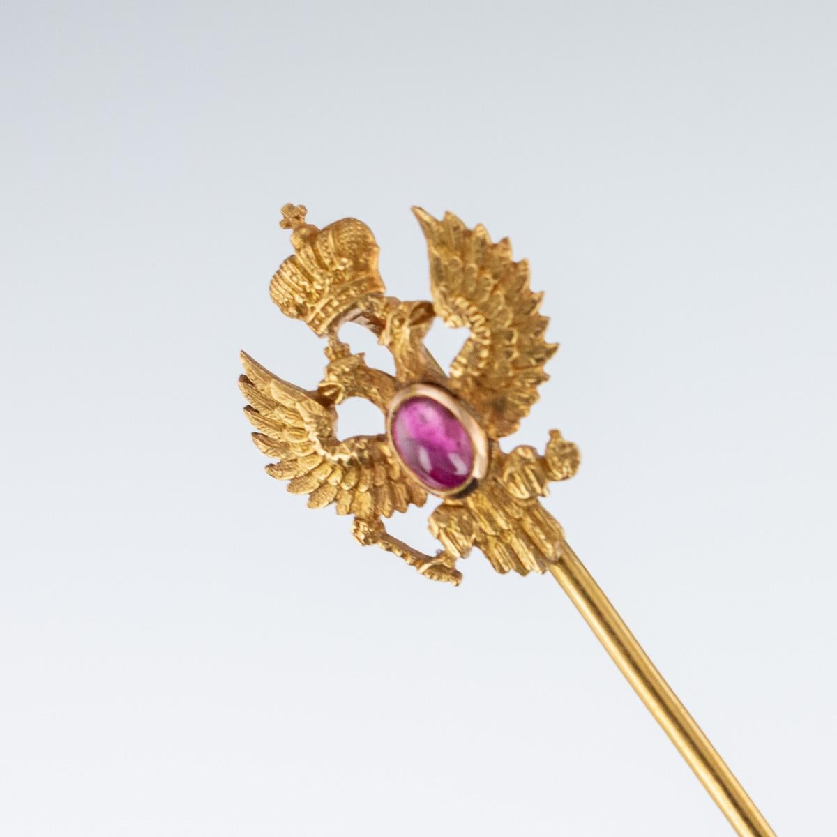 19th Century Imperial Russian 56 Gold and Ruby Stickpin, Karl Bock, circa 1890 2
