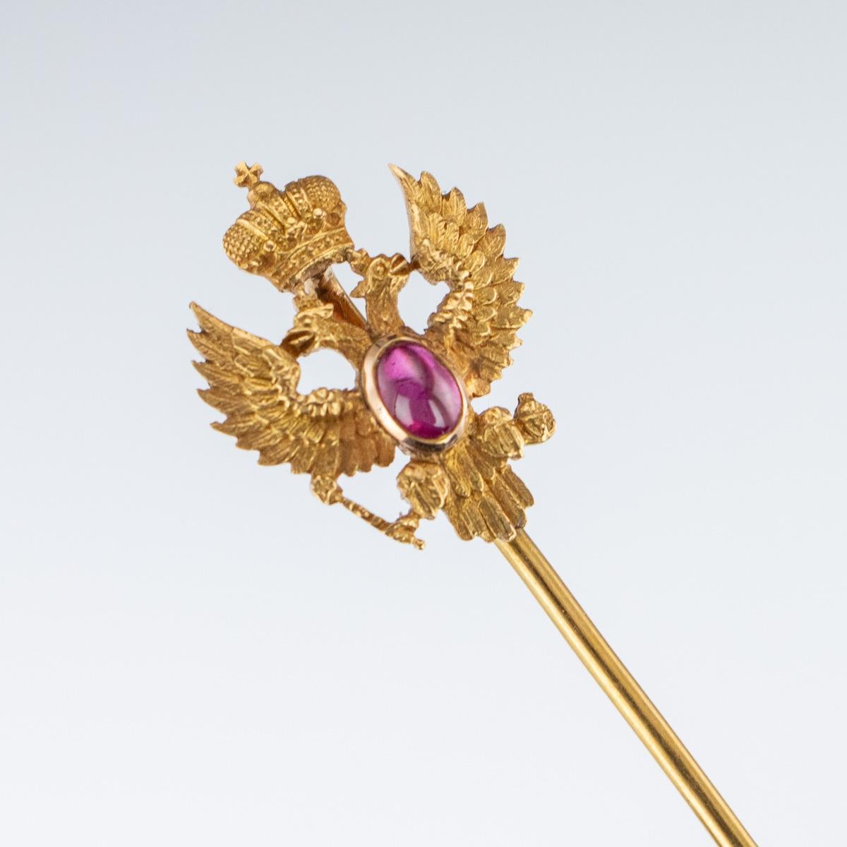 19th Century Imperial Russian 56 Gold and Ruby Stickpin, Karl Bock, circa 1890 3