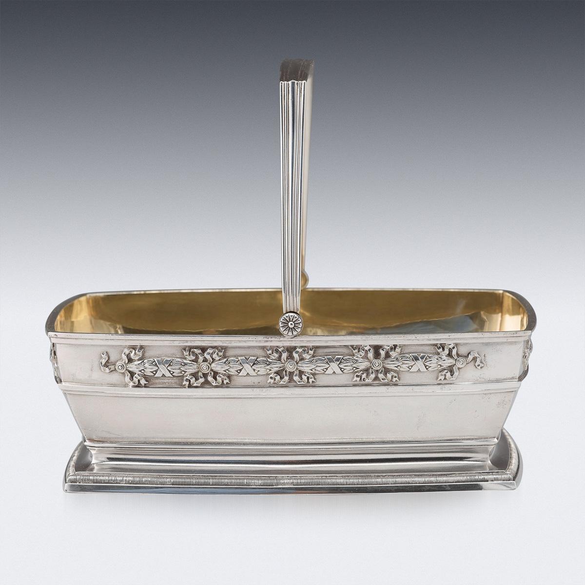 19th Century Imperial Russian Faberge Solid Silver Basket, c.1894 In Good Condition In Royal Tunbridge Wells, Kent