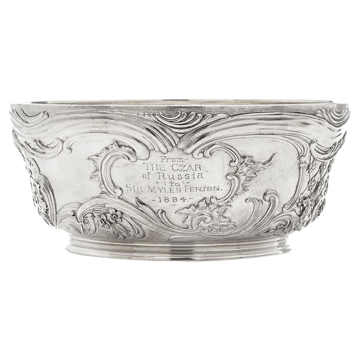 19th Century Imperial Russian Faberge Solid Silver Bowl, Rappoport, c.1894