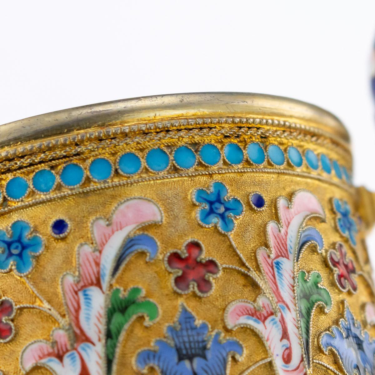 19th Century Imperial Russian Silver-Gilt Enamel Tea Glass Holder, circa 1896 11