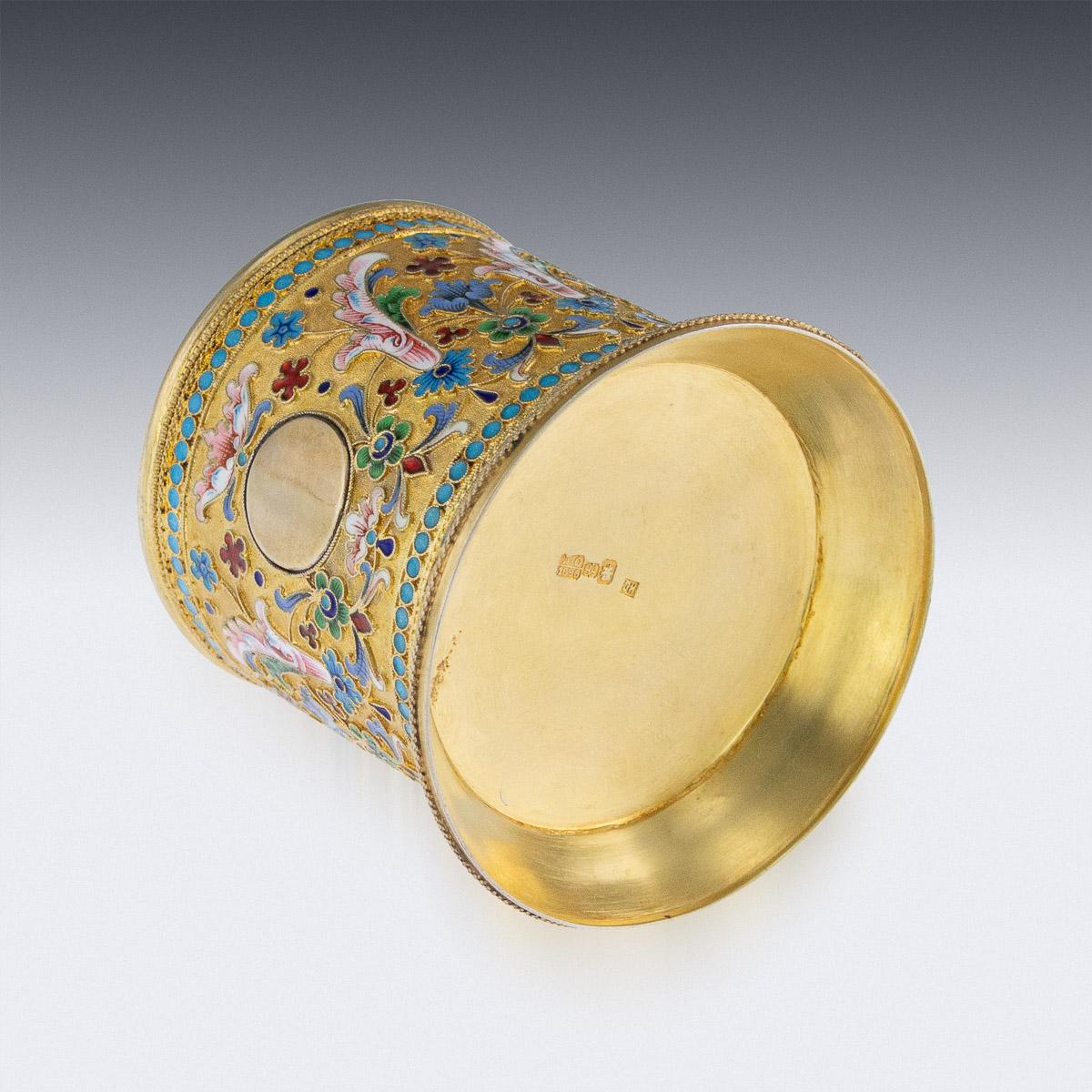 19th Century Imperial Russian Silver-Gilt Enamel Tea Glass Holder, circa 1896 2