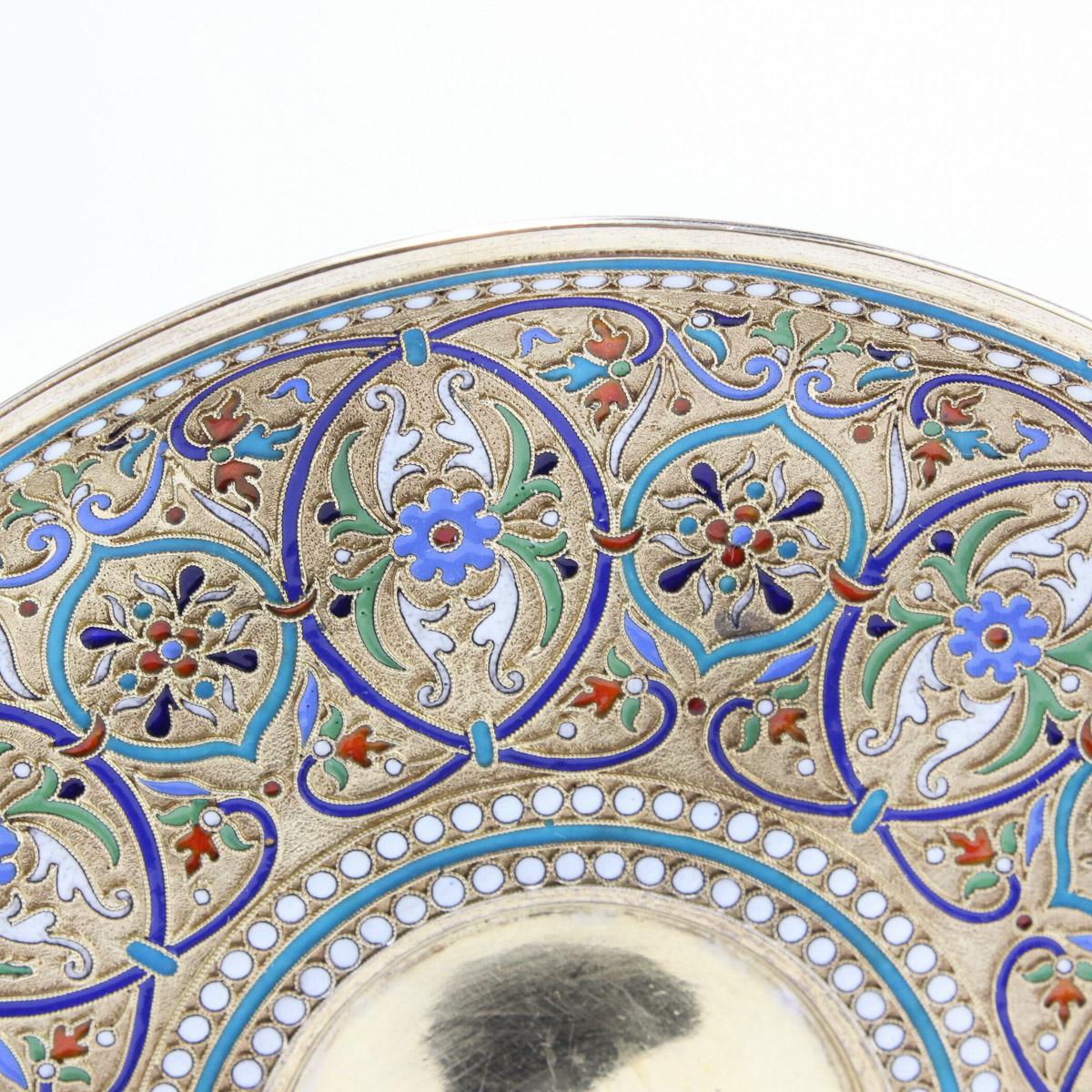 19th Century Imperial Russian Solid Silver-Gilt & Enamel Cup on Saucer, c.1887 8