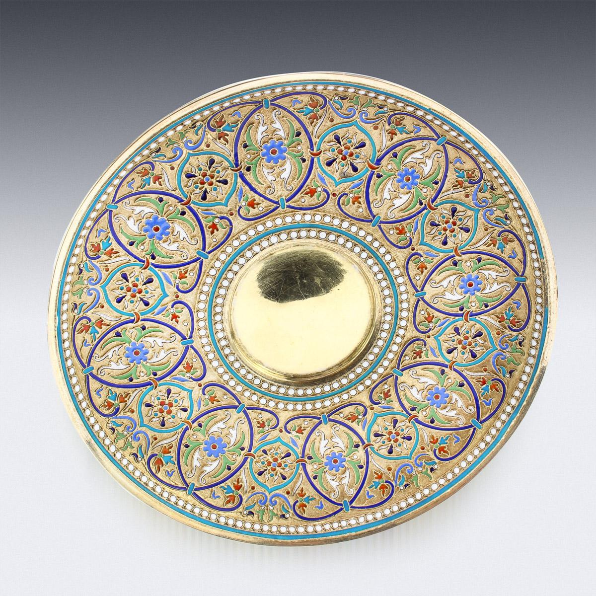 19th Century Imperial Russian Solid Silver-Gilt & Enamel Cup on Saucer, c.1887 3
