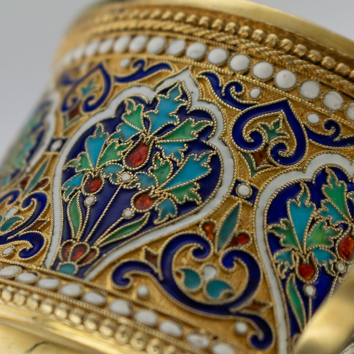 19th Century Imperial Russian Solid Silver-Gilt and Enamel Cup on Saucer 4
