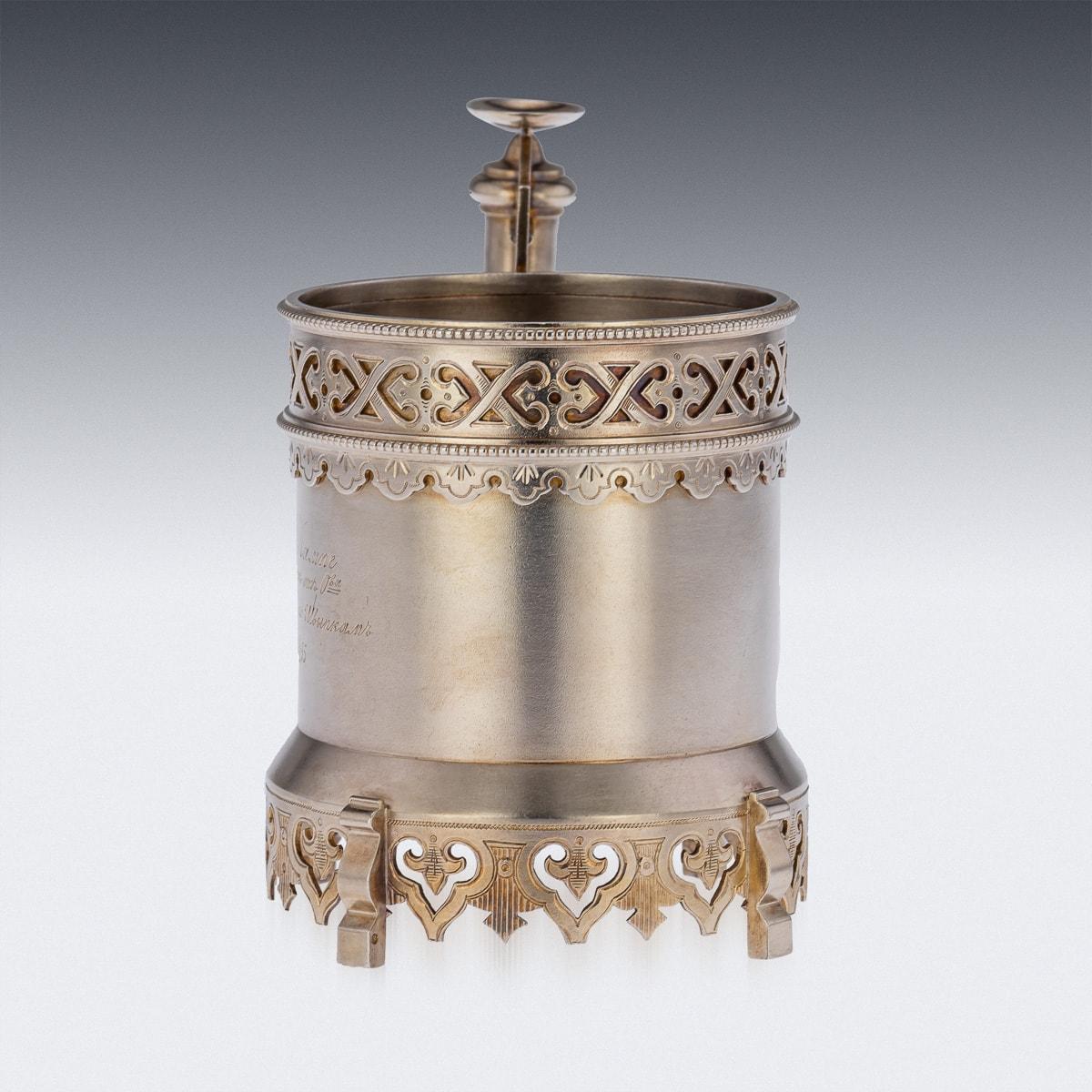 19th Century Imperial Russian Solid Silver Tea Glass Holder, c.1894 3