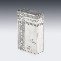 Caja para puros en trampantojo de plata maciza imperial rusa del siglo XIX