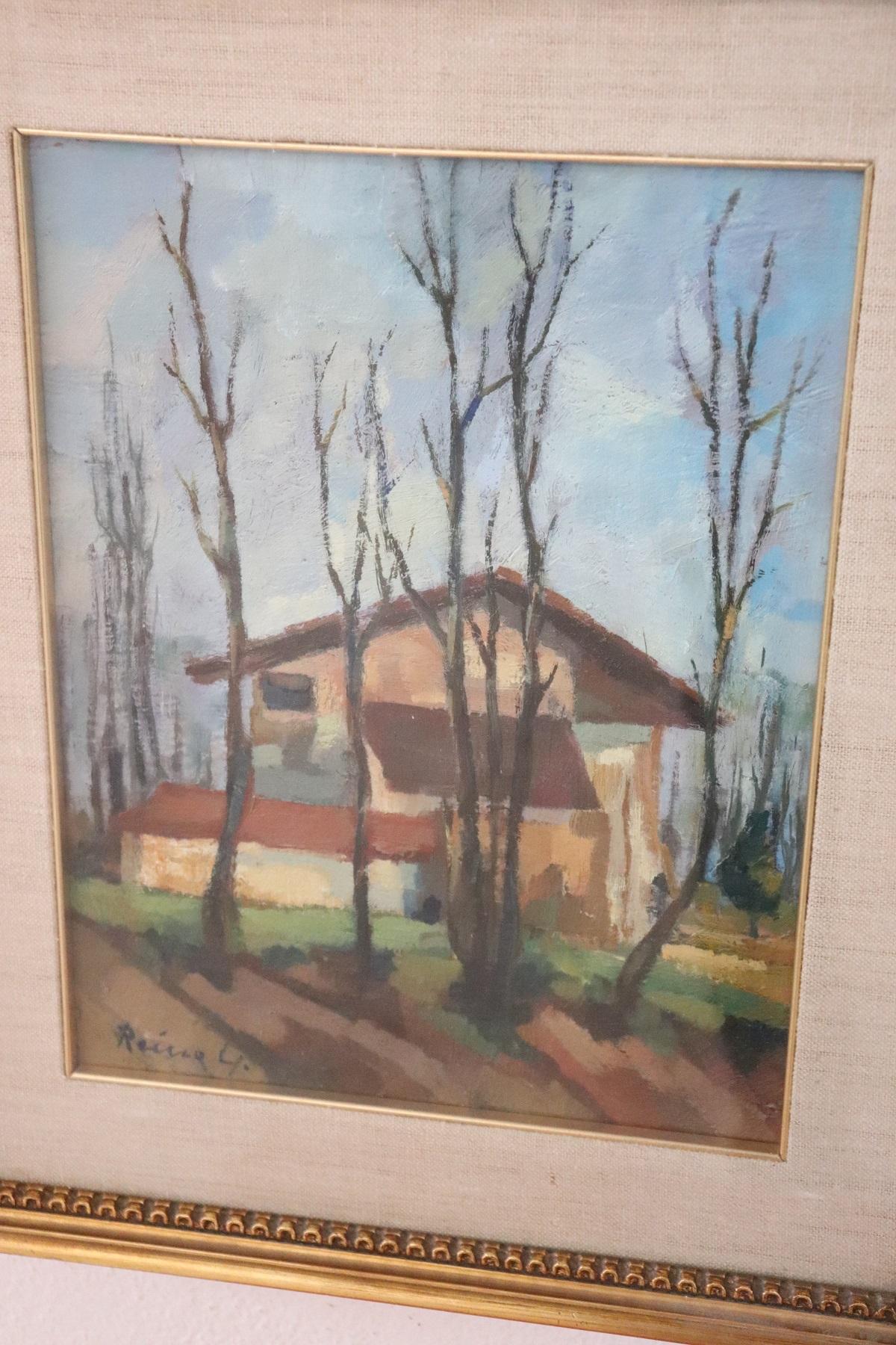 Beautiful oil painting on canvas.
Excellent pictorial quality. Signed by an Italian important artist Reina Giuseppe (born 1829s / dead 1905s). A beautiful landscape with a house.